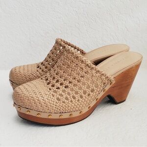 Veronica Beard Beige Woven Clogs